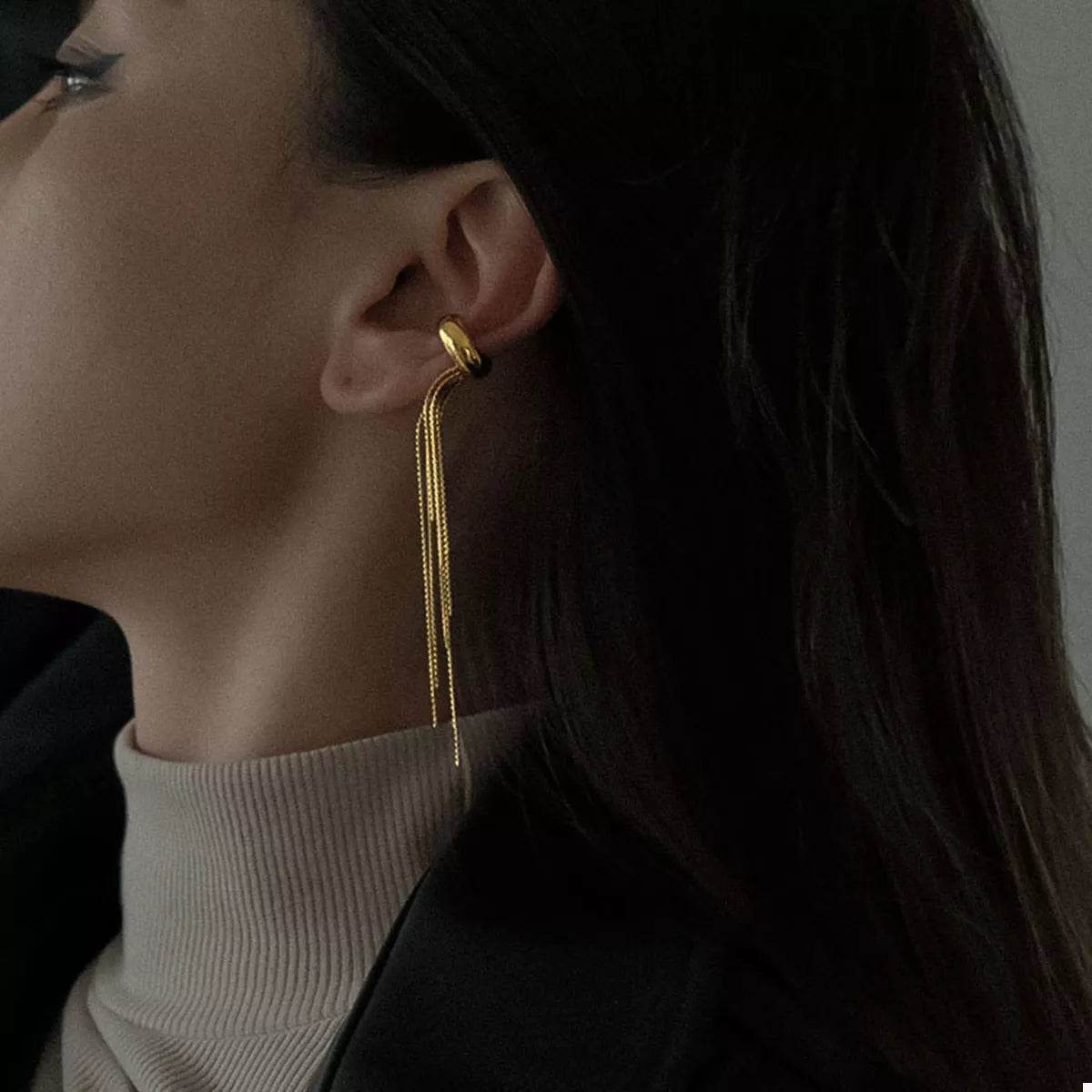 18K Gold-Plated Chain Fringe Earrings - ELY VESSA LLC