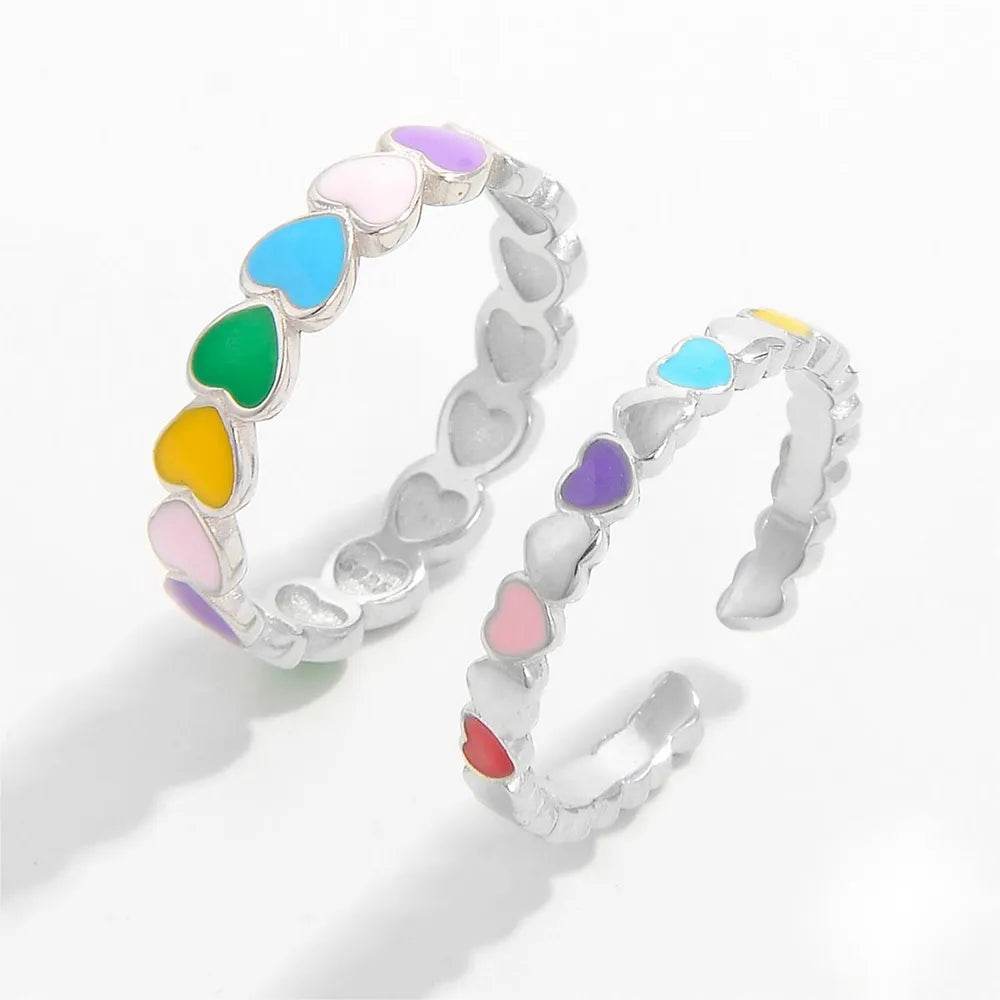 925 Sterling Silver Drip Oil Heart Ring - ELY VESSA LLC
