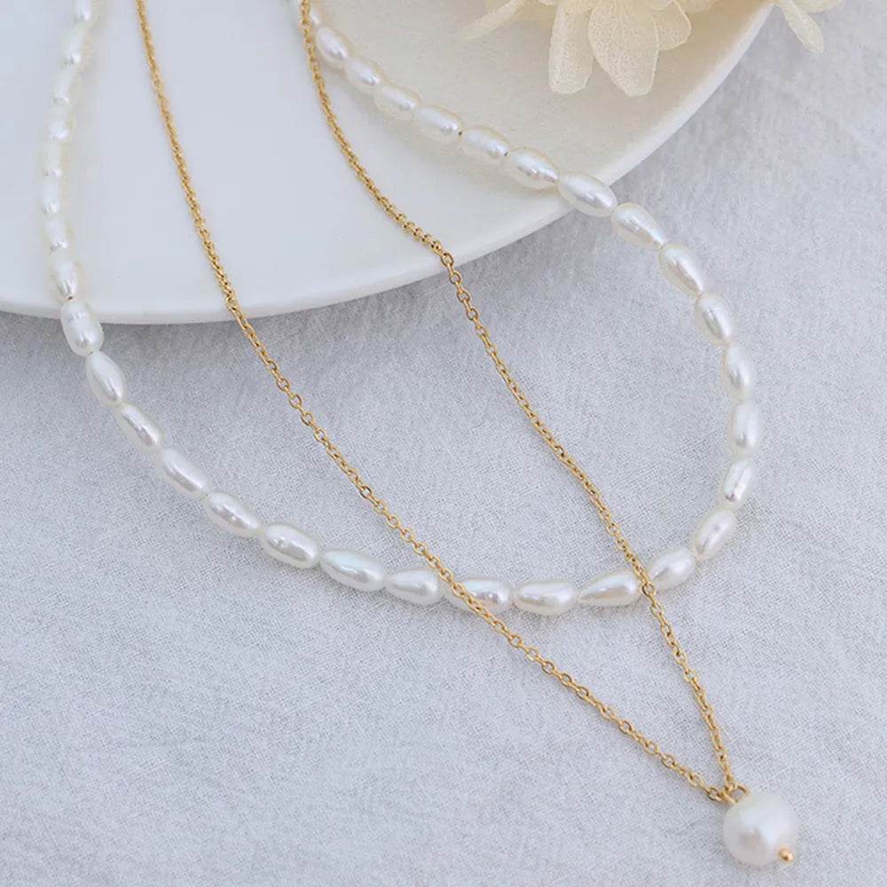 Double-Layered Freshwater Pearl Necklace - ELY VESSA LLC