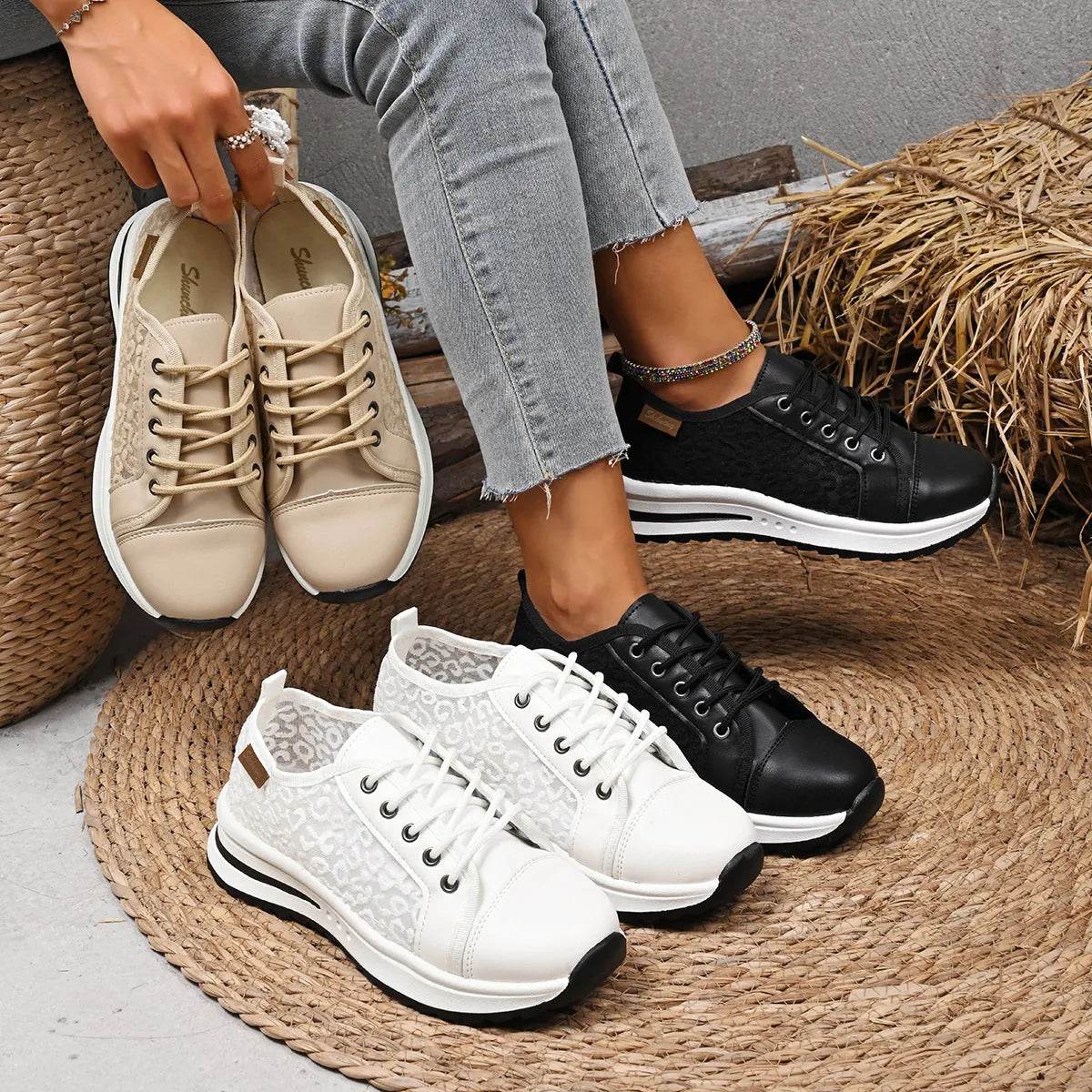 Lace-Up Platform Sneakers - ELY VESSA LLC