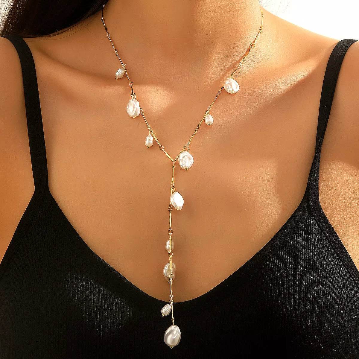 18K Gold-Plated Pearl Necklace - ELY VESSA LLC