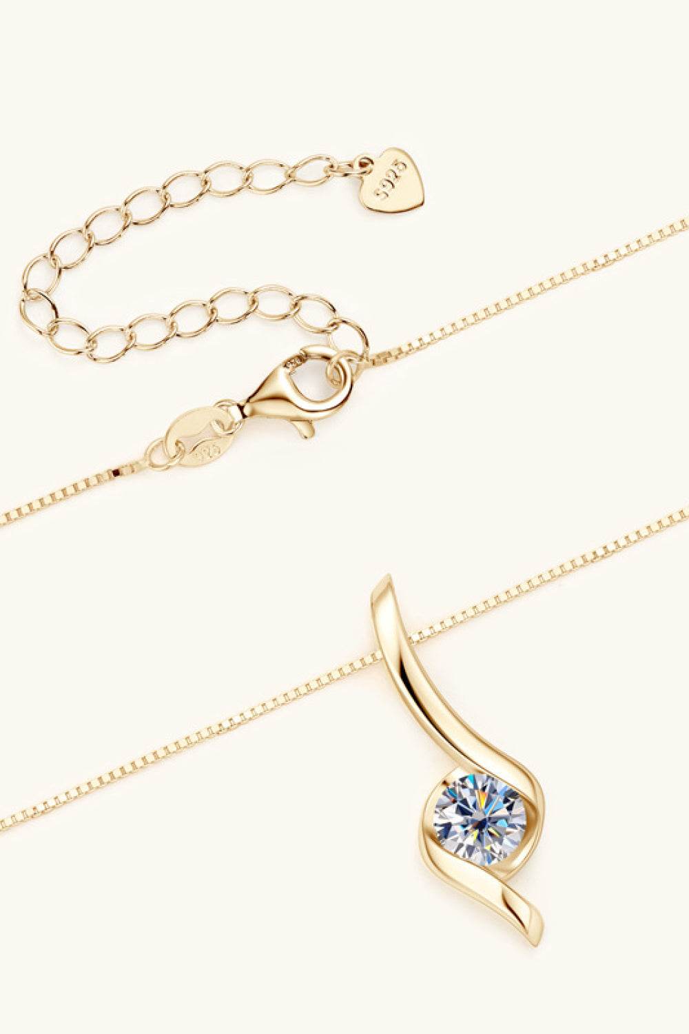 1 Carat Moissanite 925 Sterling Silver Necklace - ELY VESSA LLC