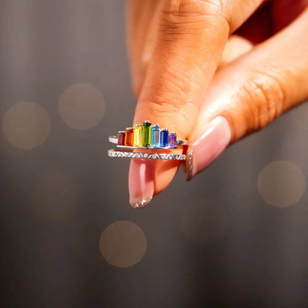 Zircon 925 Sterling Silver Double-Layered Ring - ELY VESSA LLC