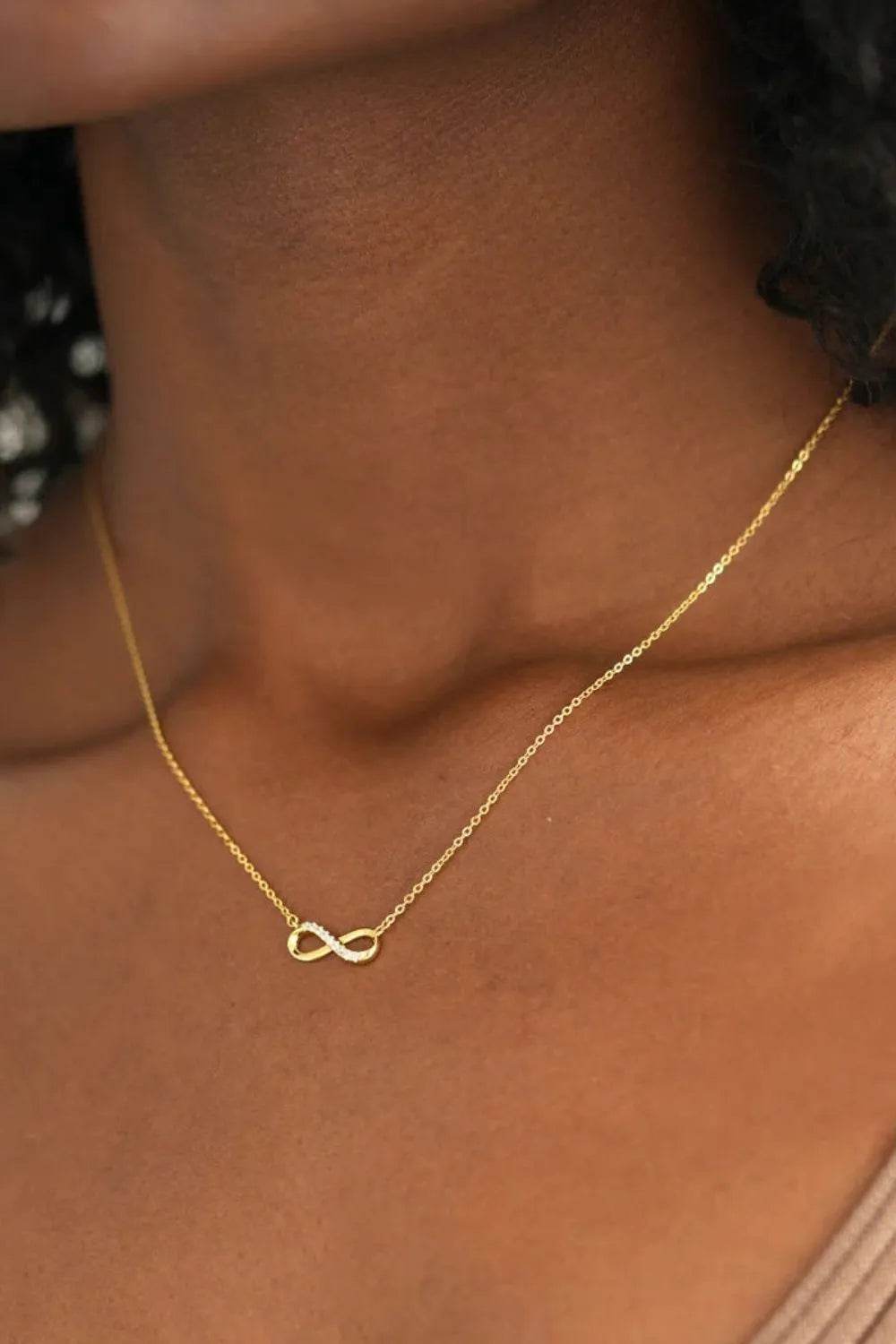 925 Sterling Silver Inland Zircon Infinite Necklace - ELY VESSA LLC