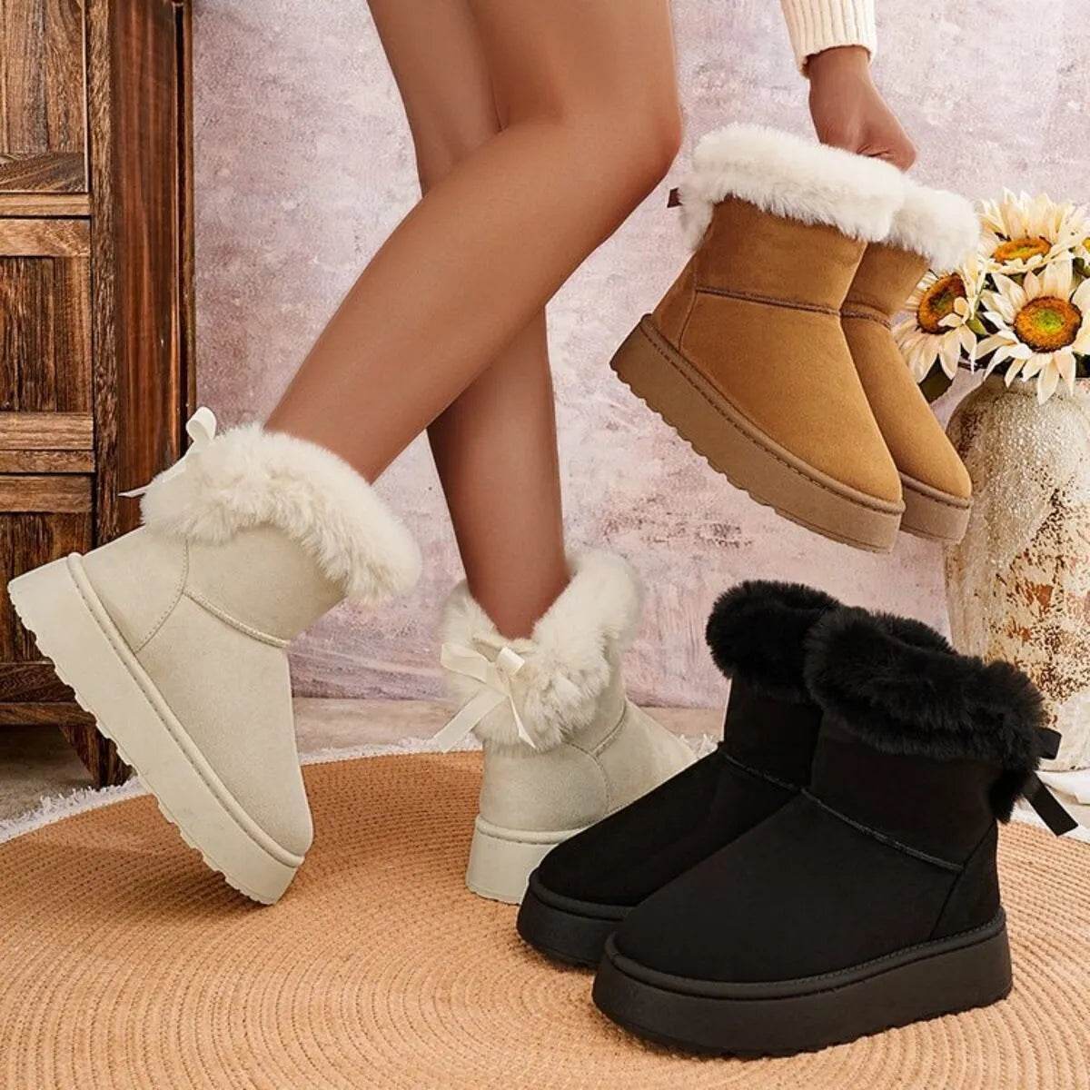 Round Toe Platform Boots - ELY VESSA LLC