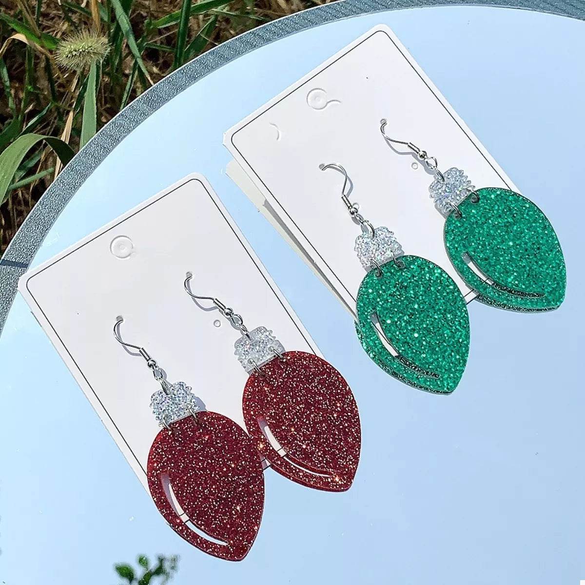 Christmas Glitter Drop Earrings - ELY VESSA LLC