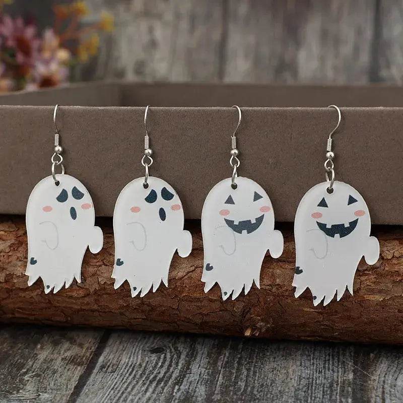 2 Piece Alloy Acrylic Ghost Dangle Earrings - ELY VESSA LLC