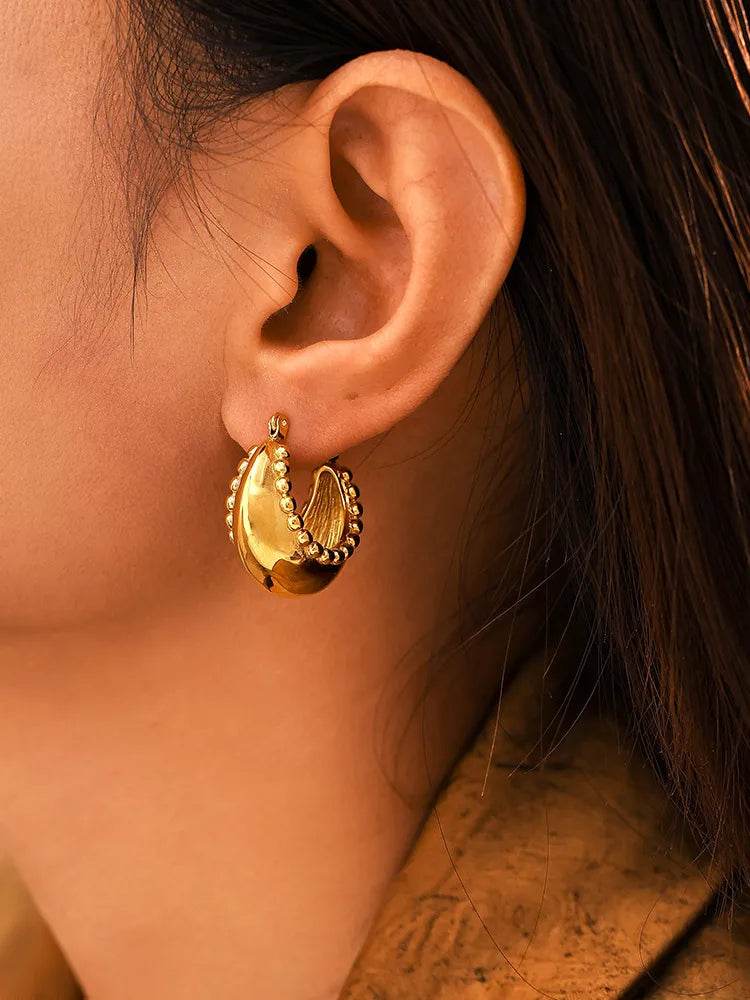 18K Gold-Plated Stainless Steel Huggie Earrings - ELY VESSA LLC
