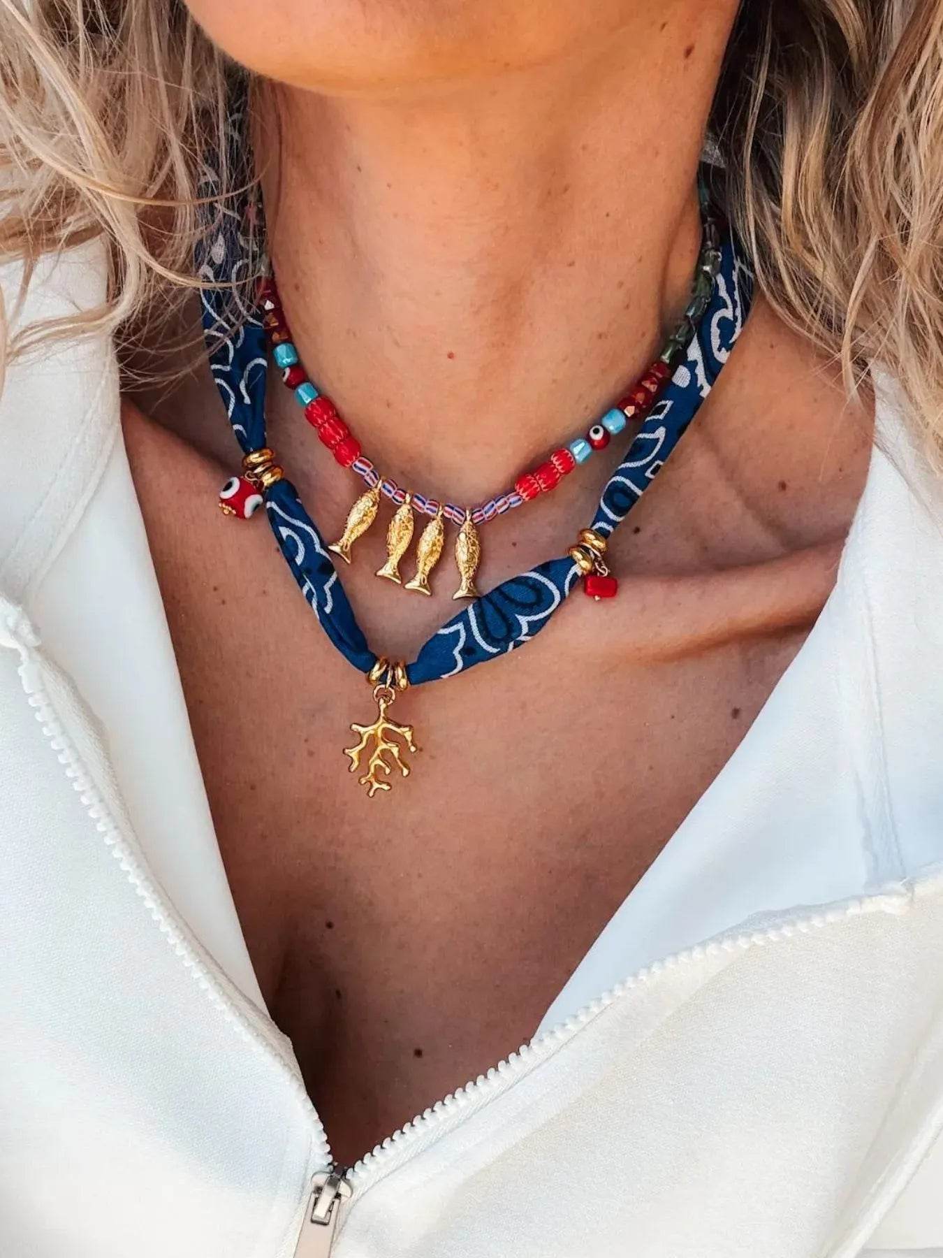 2-Piece Coral and Fish Pendant Necklace - ELY VESSA LLC