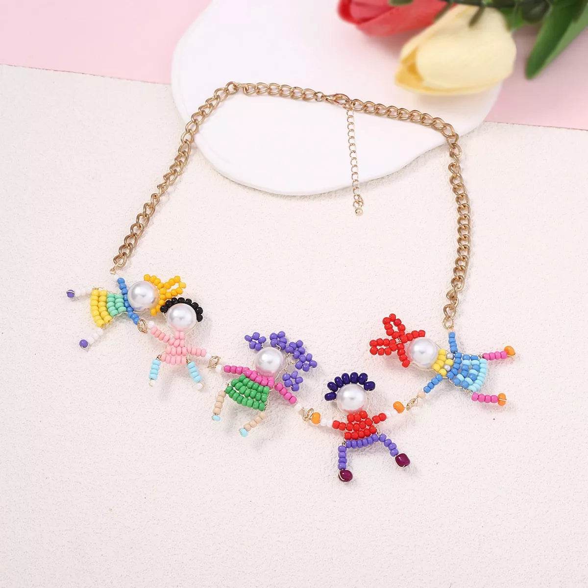 18K Gold-Plated Bead Charm Necklace - ELY VESSA LLC