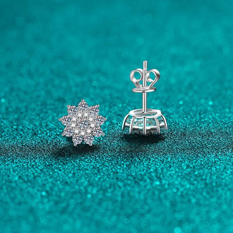 925 Sterling Silver Moissanite Zircon Stud Earrings - ELY VESSA LLC