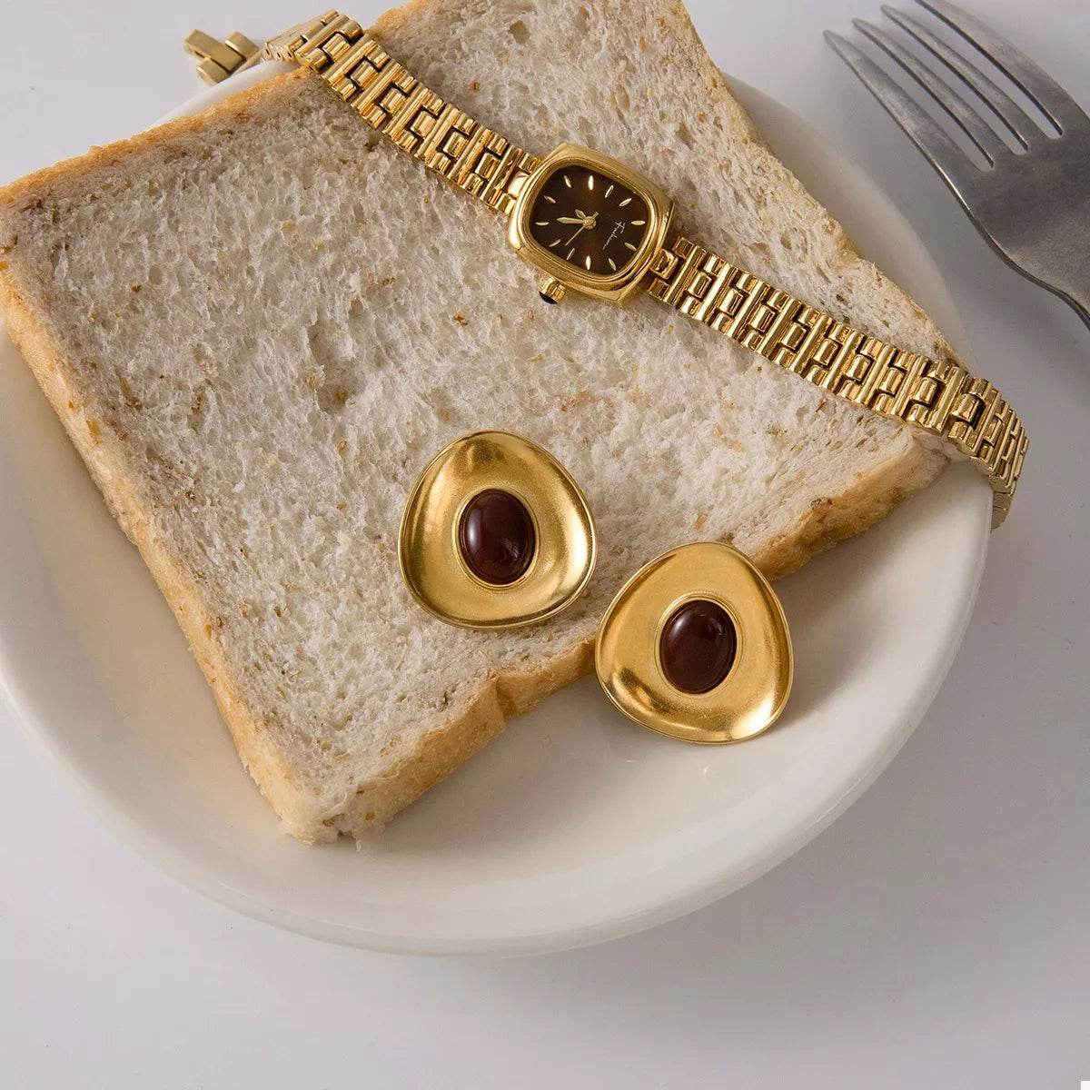 18K Gold-Plated Resin Stud Earrings - ELY VESSA LLC
