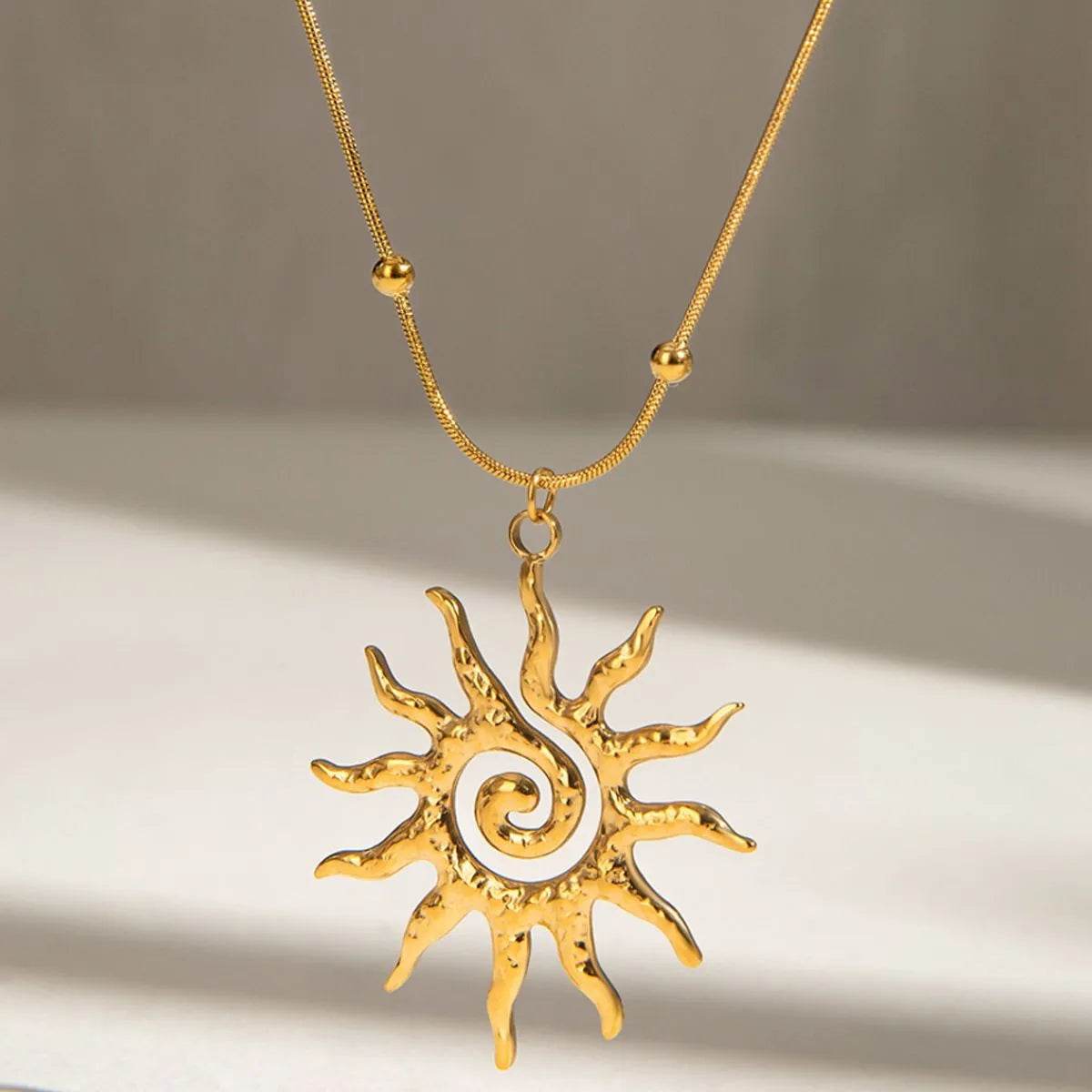18K Gold-Plated Sun Pendant Necklace - ELY VESSA LLC