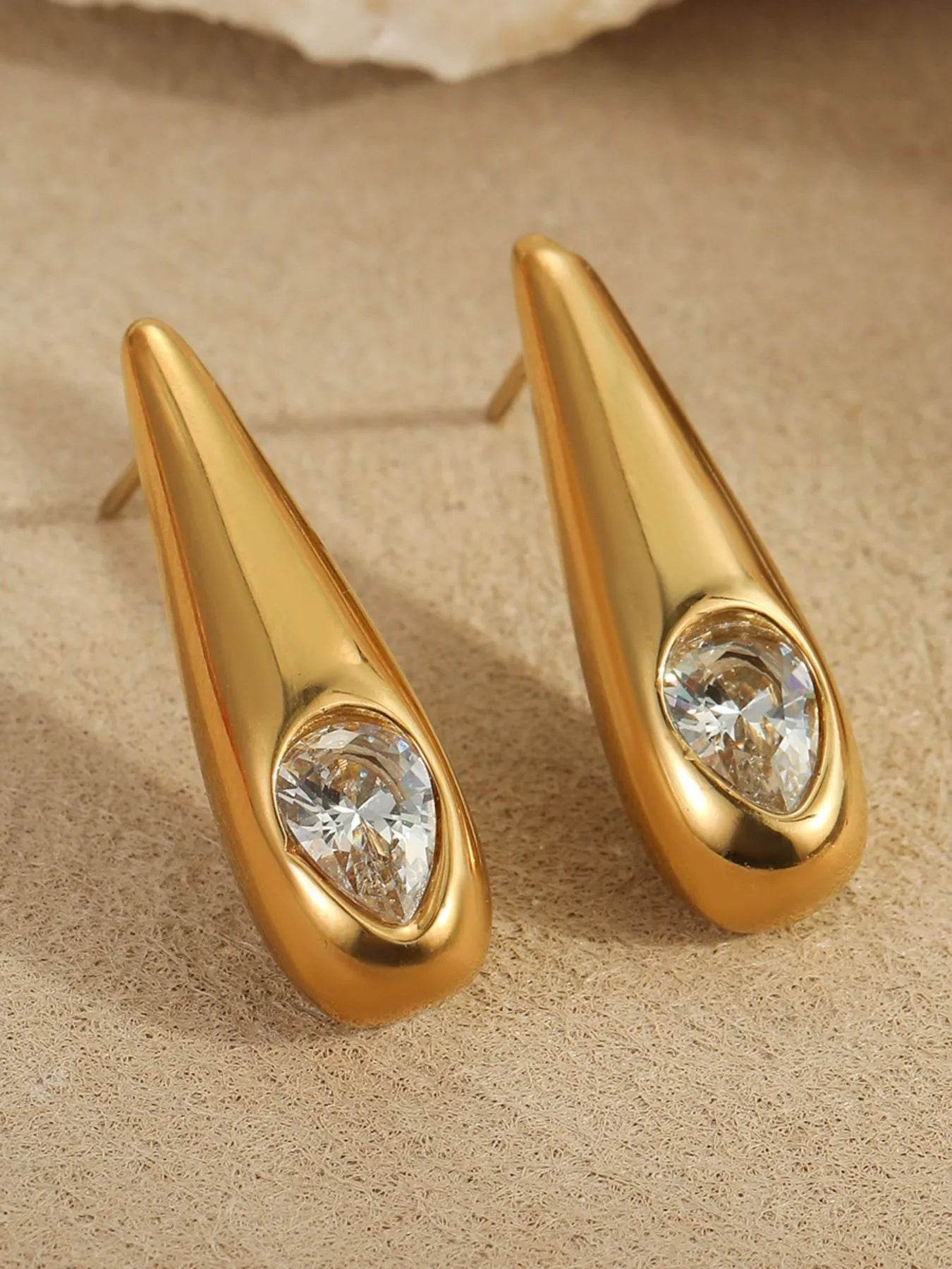 18K Gold-Plated Zircone Teardrop Earrings - ELY VESSA LLC