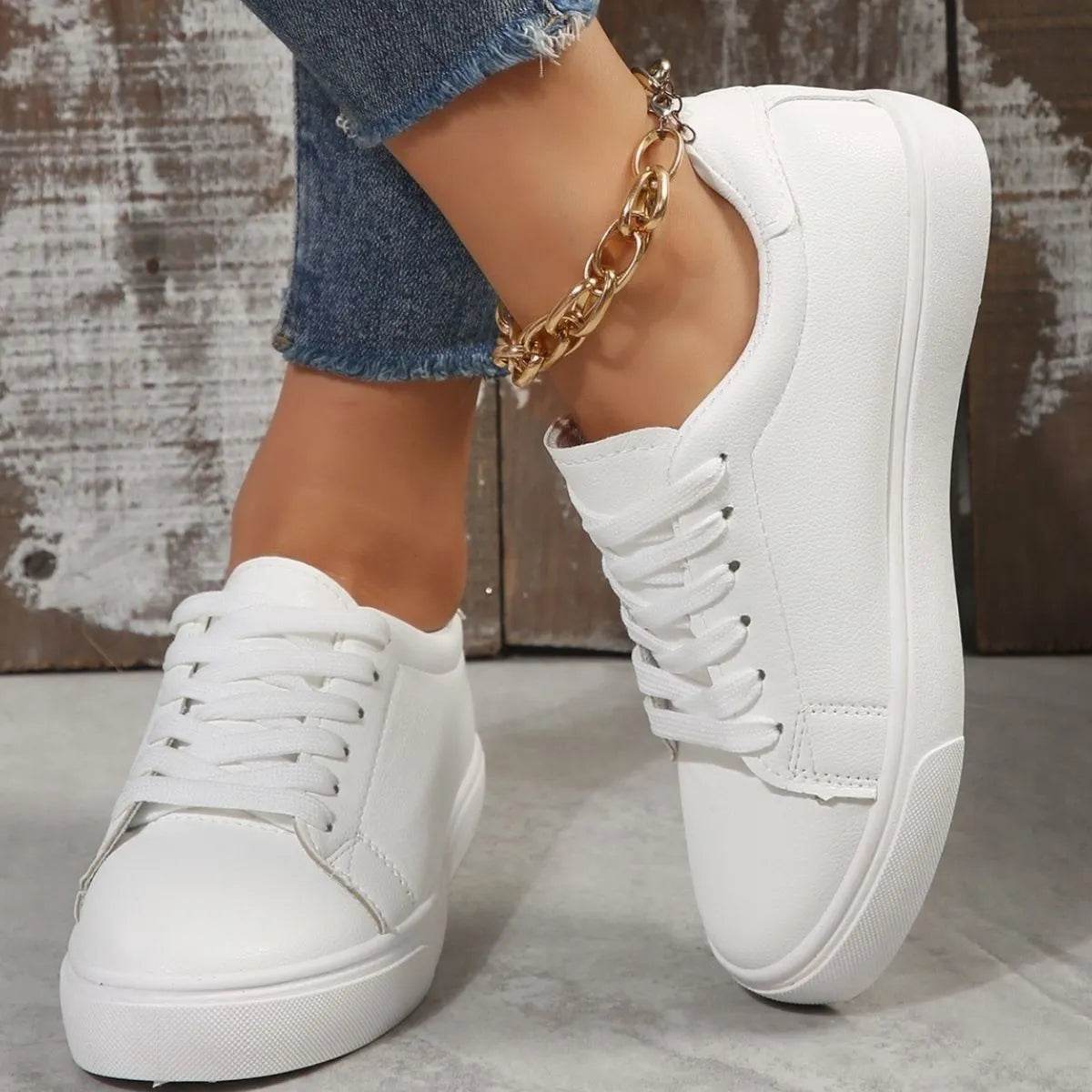 Round Toe Platform Sneakers - ELY VESSA LLC