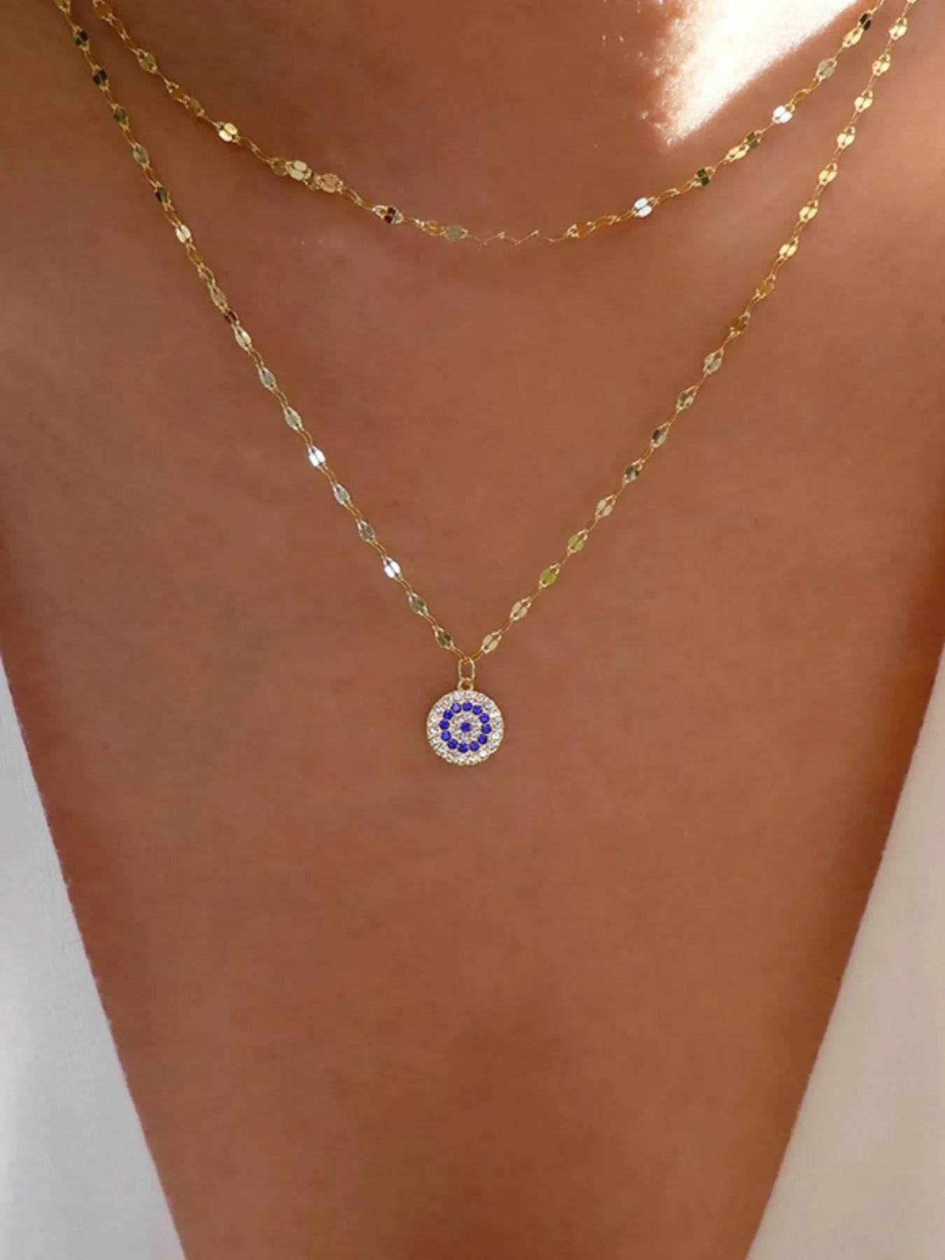 18K Gold-Plated Inlaid Zircon Layered Necklace - ELY VESSA LLC