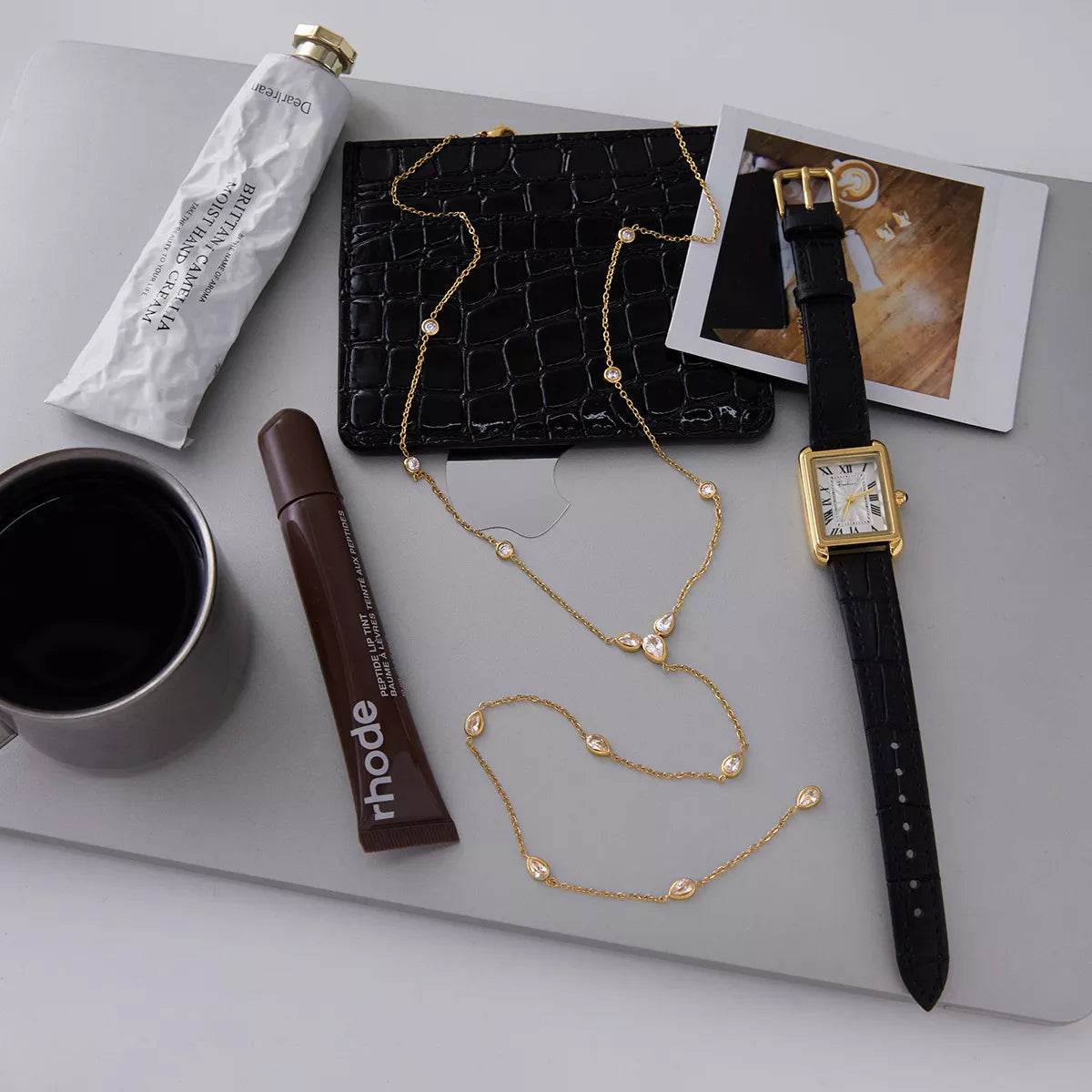 18K Gold-Plated Zircon Chain Necklace - ELY VESSA LLC