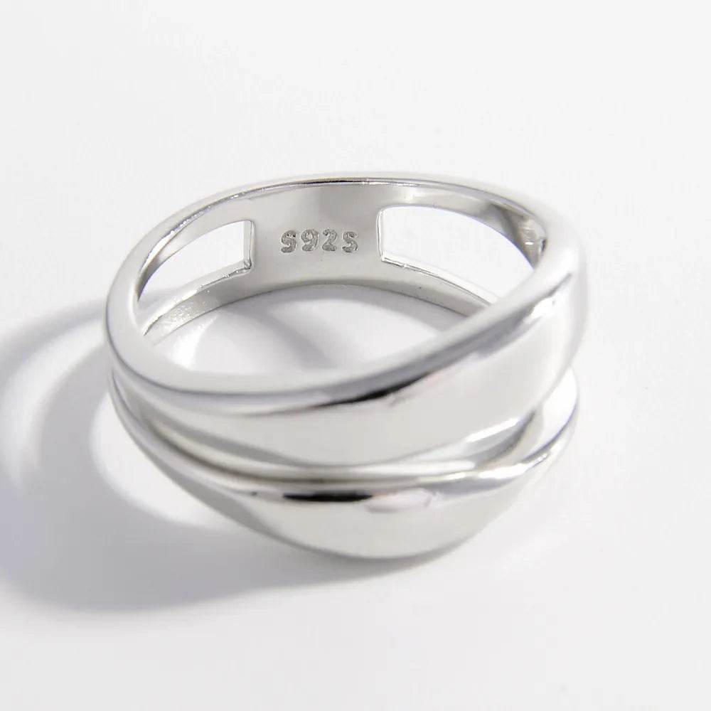 925 Sterling Silver Double-Layered Ring - ELY VESSA LLC