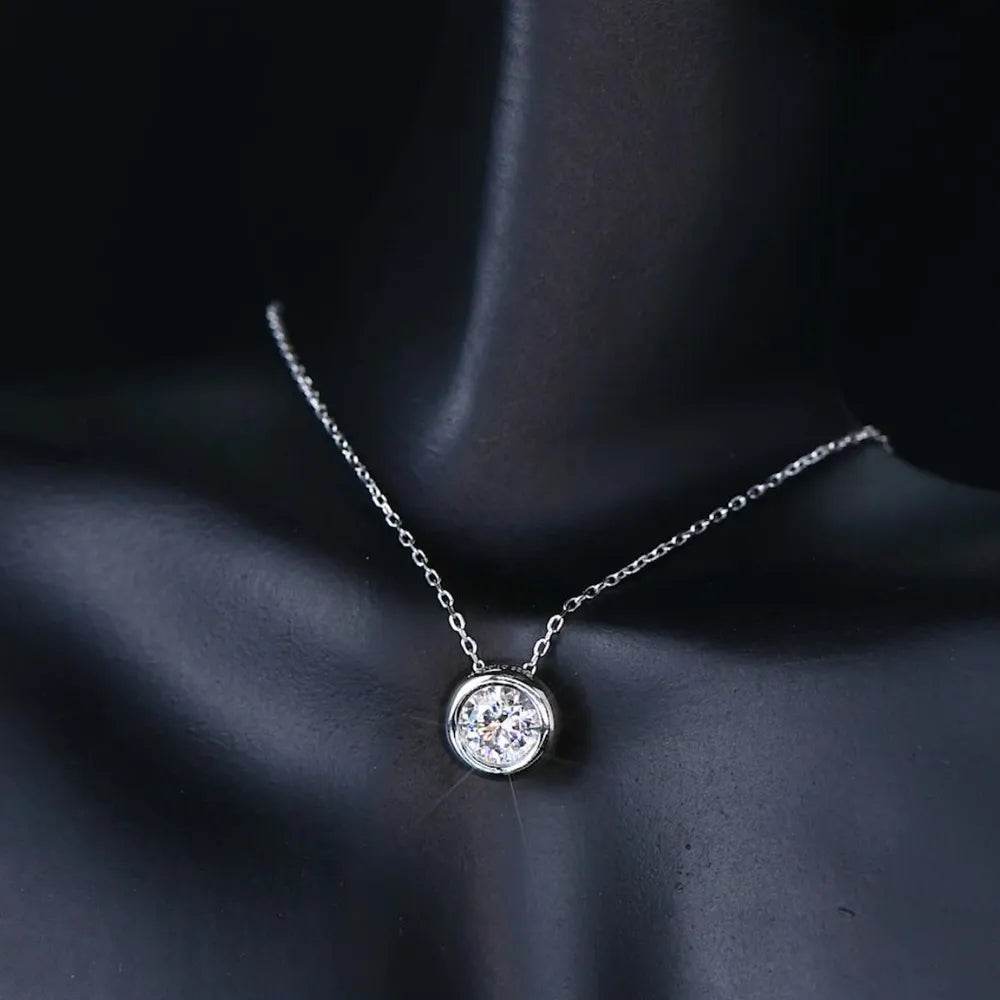 1 Carat Moissanite 925 Sterling Silver Necklace - ELY VESSA LLC