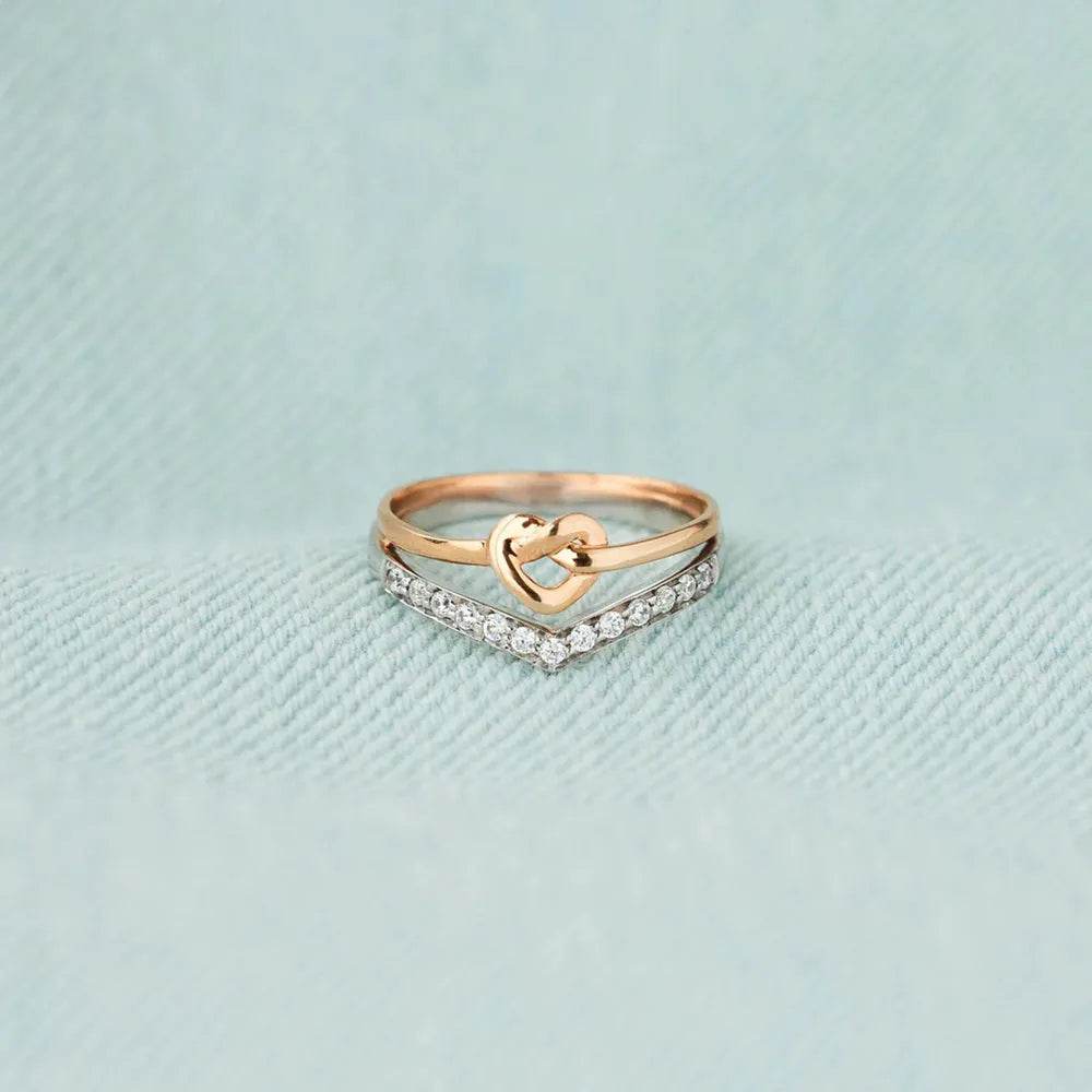 Knotted Heart Shape Inlaid Zircon Ring - ELY VESSA LLC