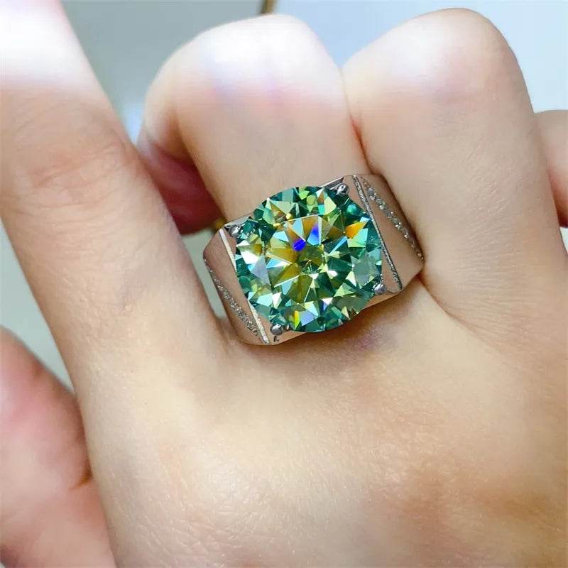 10 Carat Moissanite 925 Sterling Silver Signet Ring - ELY VESSA LLC