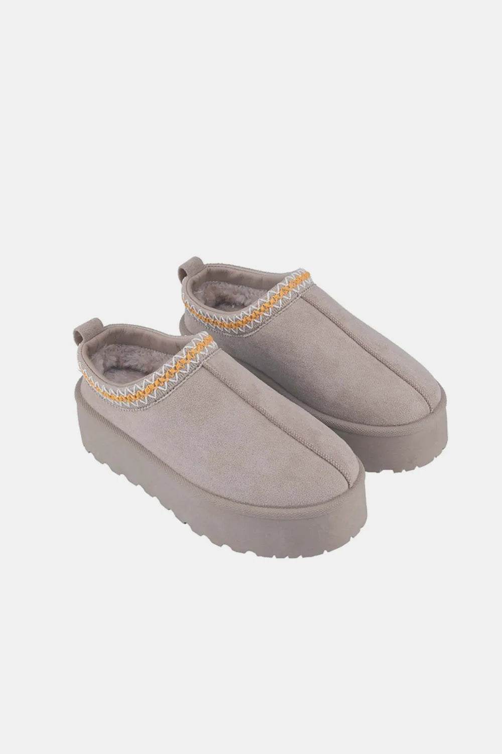 Weeboo Platform Embroidered Trim Slip-On Boots - ELY VESSA LLC