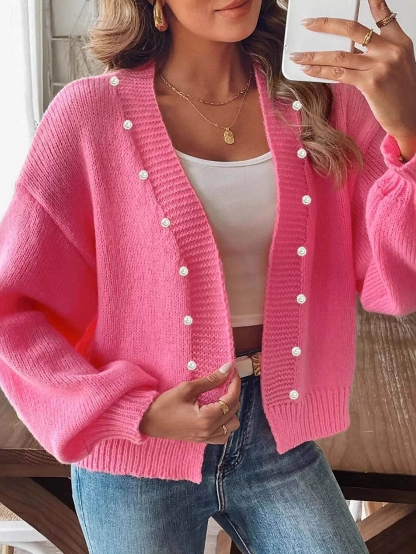 Open Front Drop Shoulder Cardigan - ELY VESSA LLC