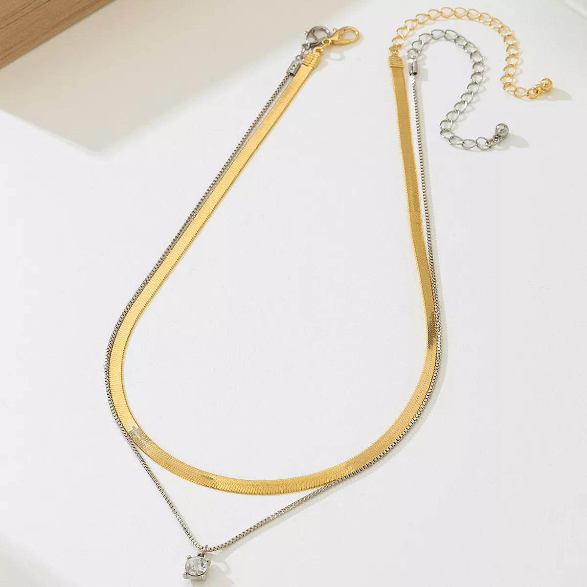 2 Piece Minimalist Design Chain Pendant Necklace - ELY VESSA LLC