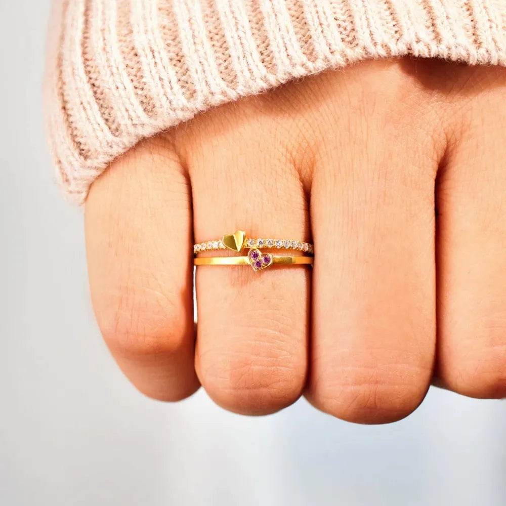 18K Gold-Plated 925 Sterling Silver Double-Layered Ring - ELY VESSA LLC
