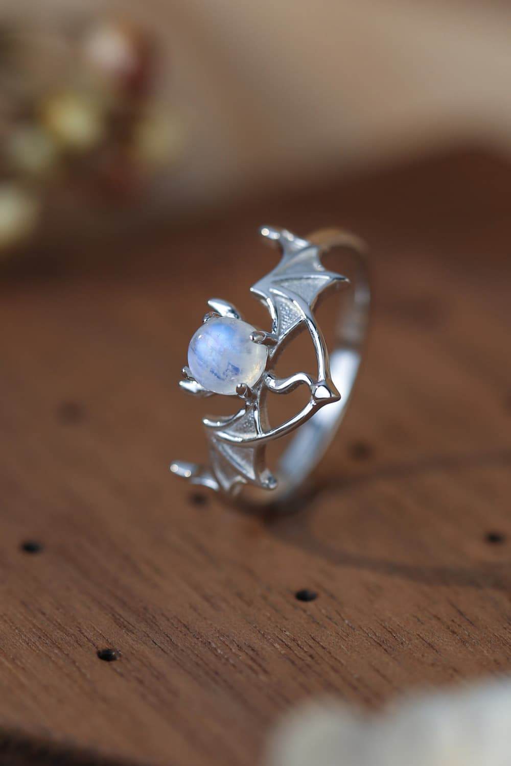 Moonstone Bat 925 Sterling Silver Ring - ELY VESSA LLC