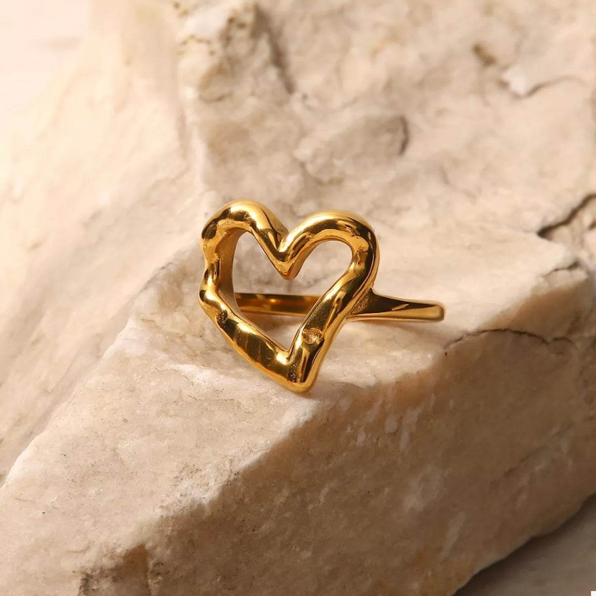 18K Gold-Plated Heart Ring - ELY VESSA LLC