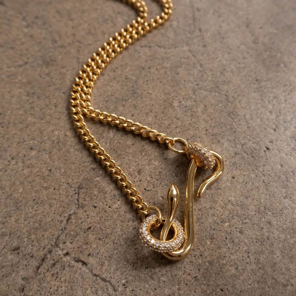 18K Gold-Plated Copper Inlaid Zircon Necklace - ELY VESSA LLC