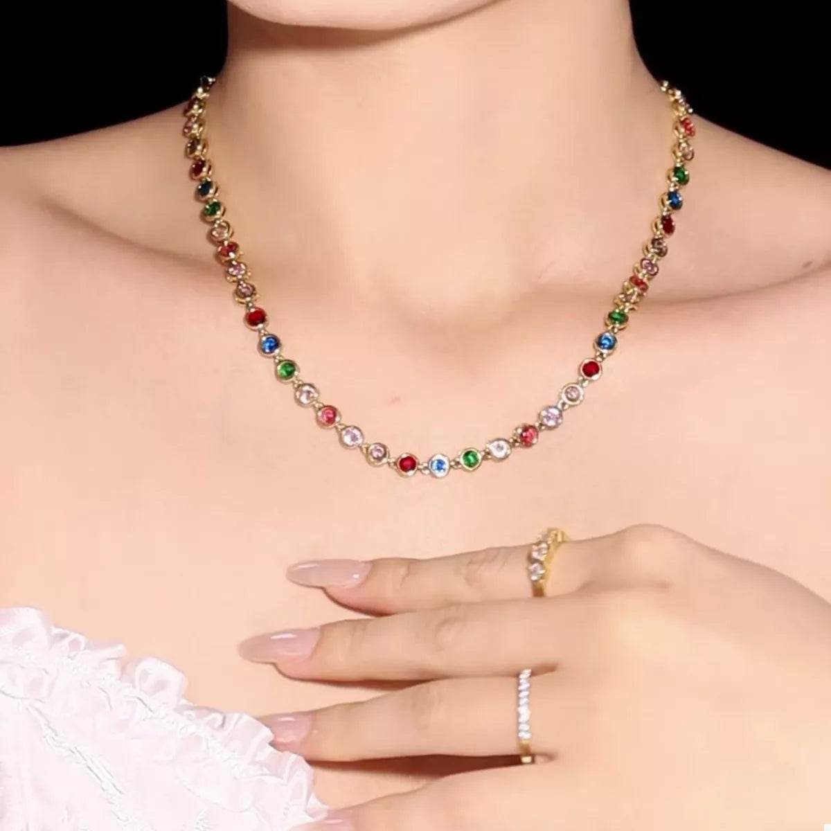 18K Gold-Plated Zircon Necklace - ELY VESSA LLC