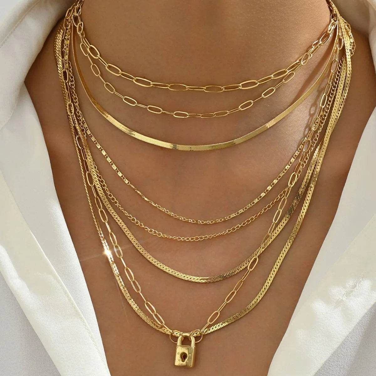 18K Gold-Plated Stainless Steel Multi-Layer Necklace - ELY VESSA LLC