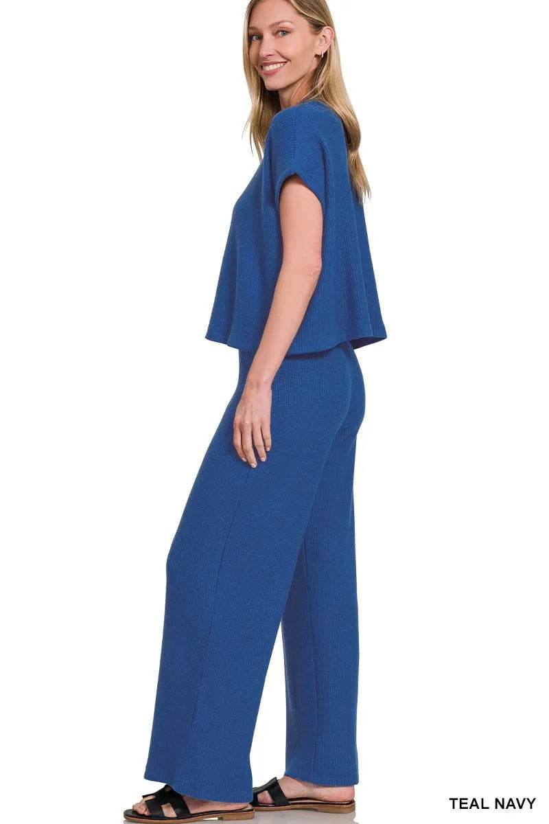 Zenana Sweater Boxy Top & Long Pants Set - ELY VESSA LLC