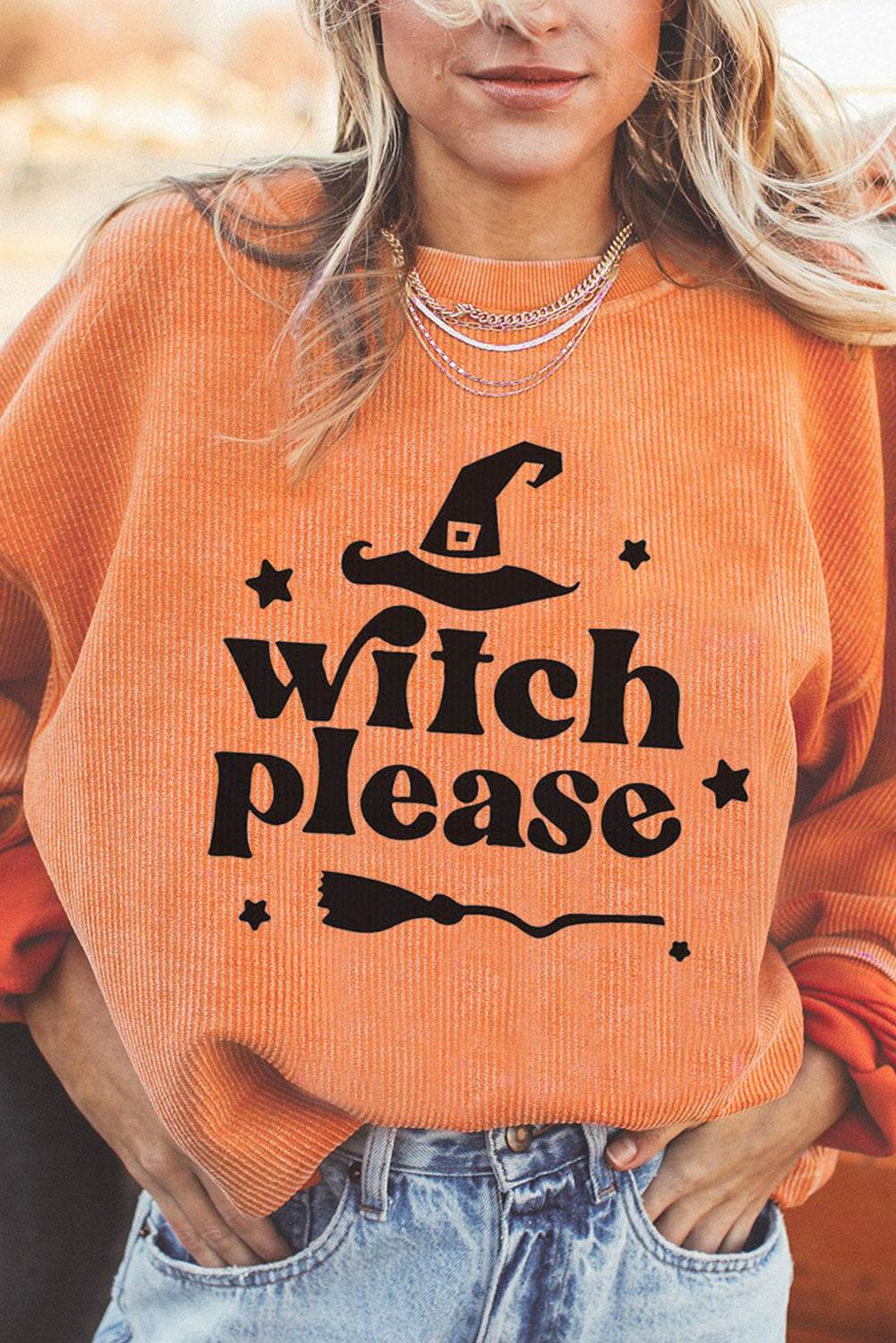 WITCH PLEASE Graphic Dropped Shoulder Sweatshirt - ELY VESSA LLC
