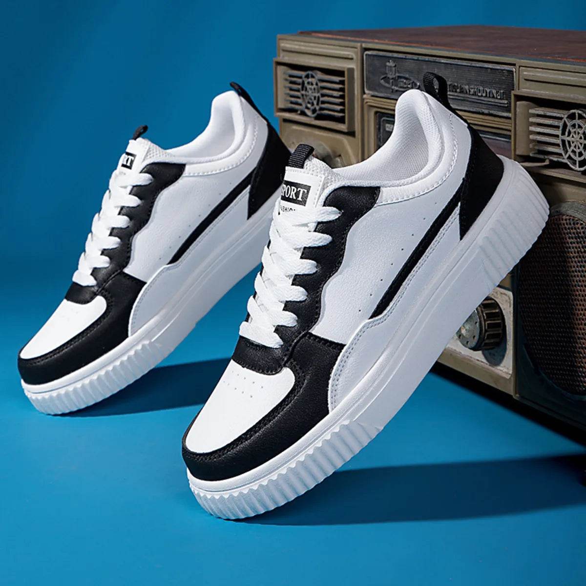 Lace Up Contrast Platform Sneakers - ELY VESSA LLC