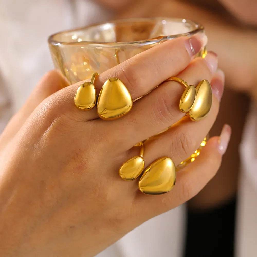 18K Gold-Plated Irregular Bypass Ring - ELY VESSA LLC
