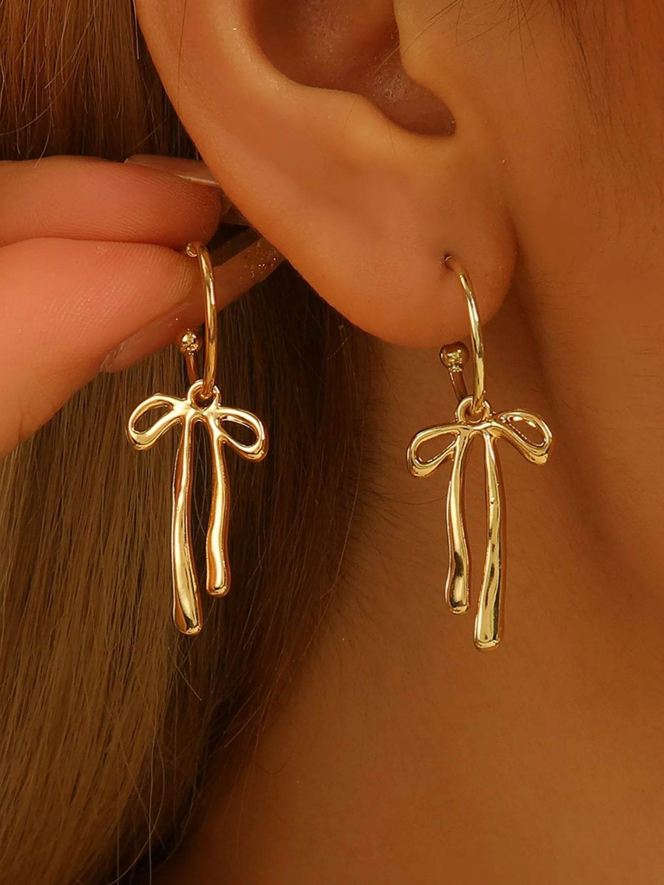 18K Gold-Plated Bow Tie Drop Earrings - ELY VESSA LLC