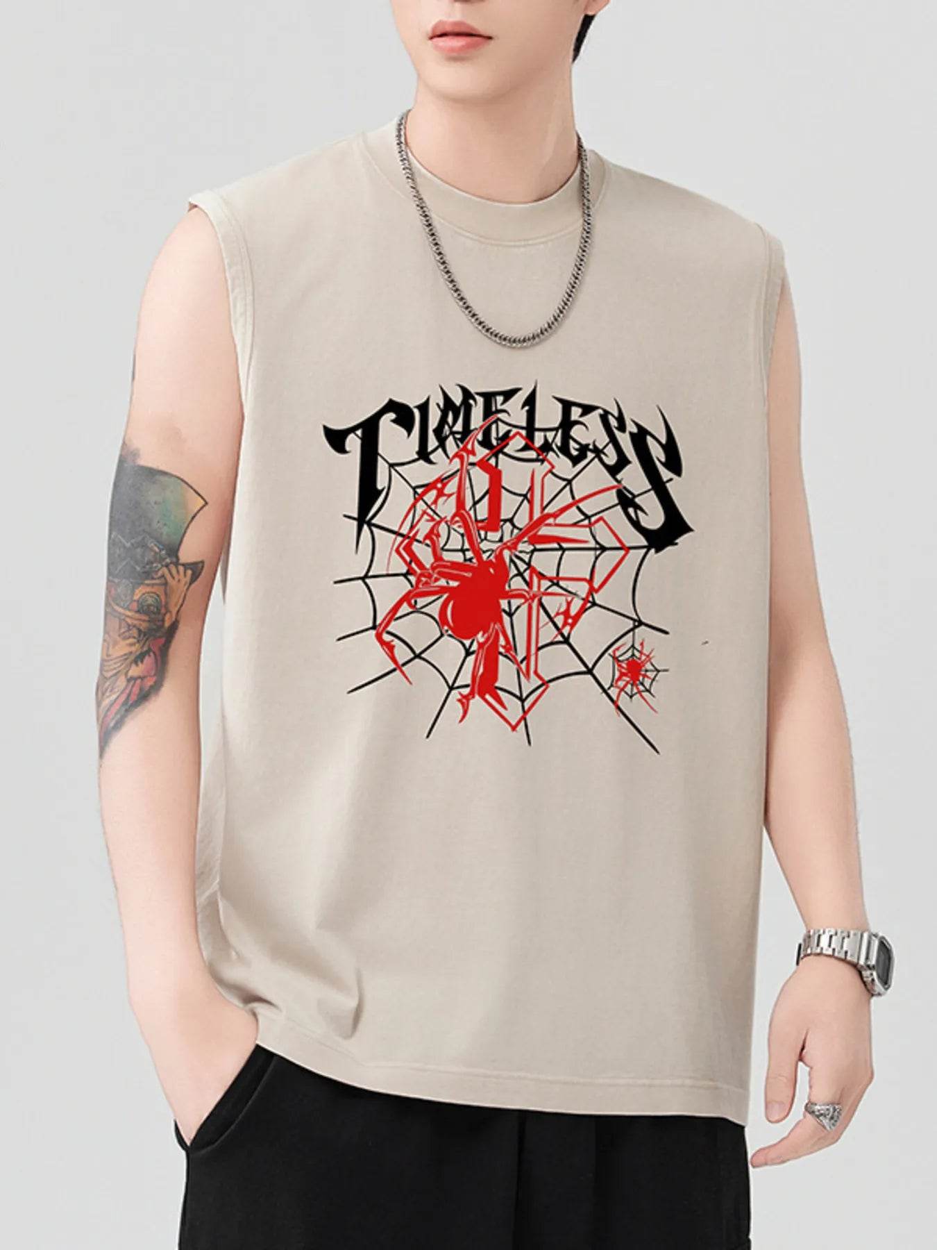 Men's Spider Round Neck Tank - ELY VESSA LLC