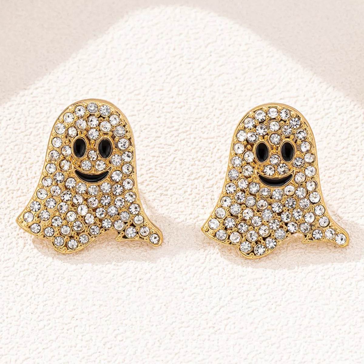 18K Gold-Plated Rhinestone Halloween Ghost Earrings - ELY VESSA LLC