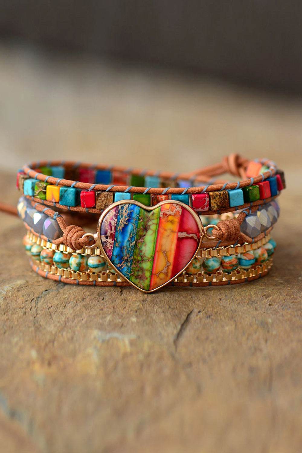 Imperial Jasper & Crystal Layered Bracelet - ELY VESSA LLC