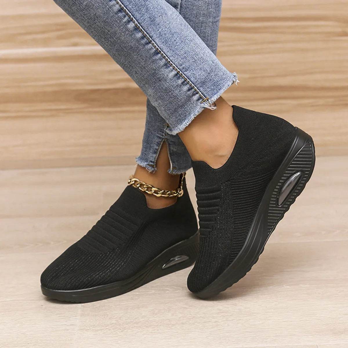 Breathable Mesh Wedge Sneakers - ELY VESSA LLC