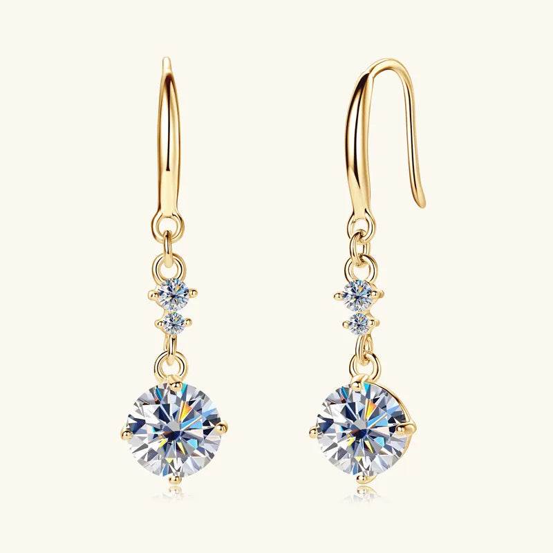 2 Carat Moissanite 925 Sterling Silver Earrings - ELY VESSA LLC