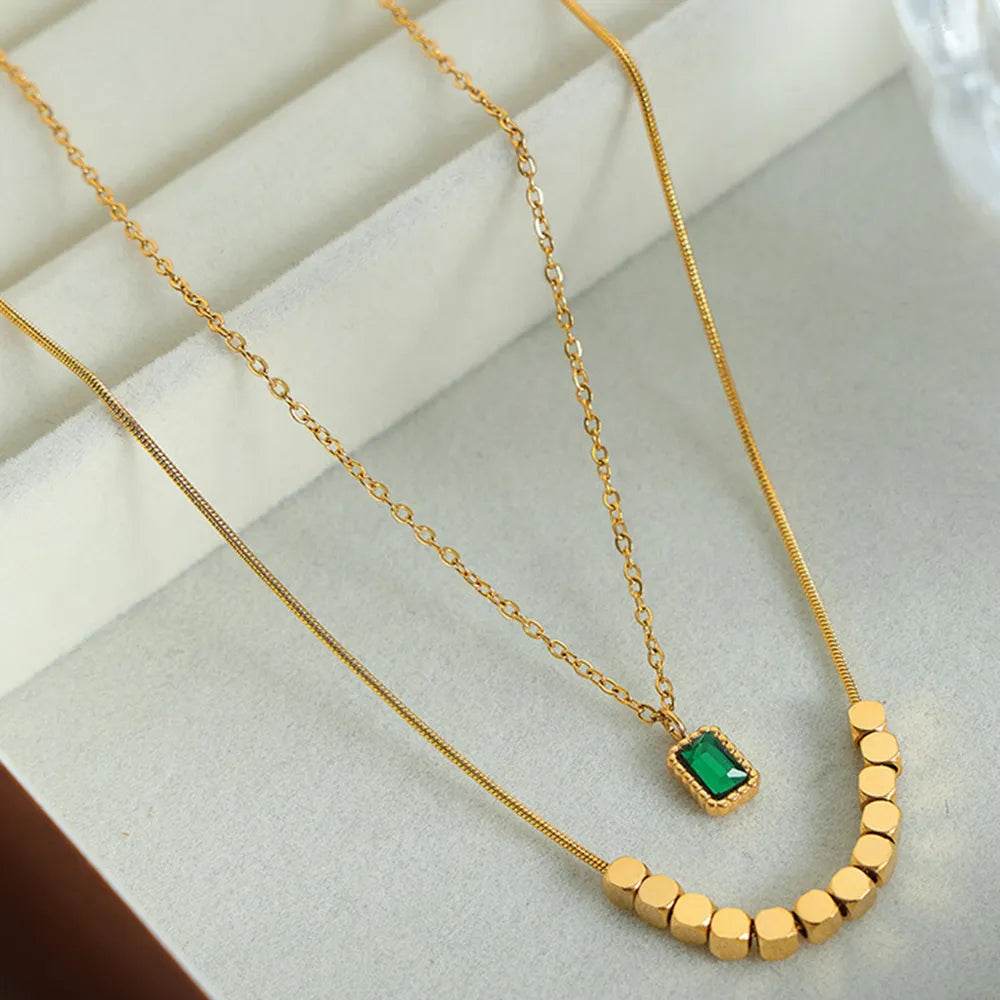 18K Gold-Plated Double-Layered Necklace - ELY VESSA LLC