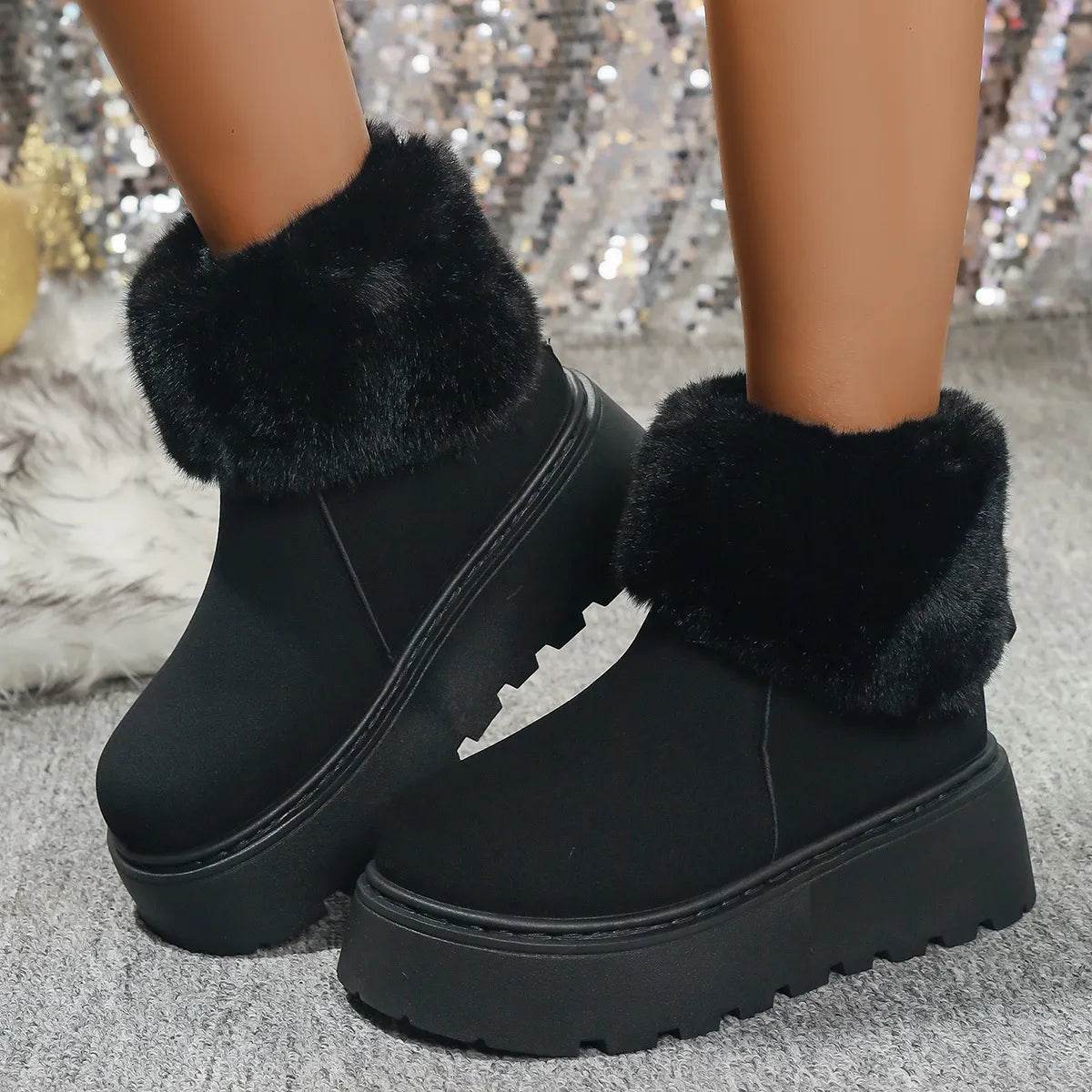 Round Toe Platform Boots - ELY VESSA LLC
