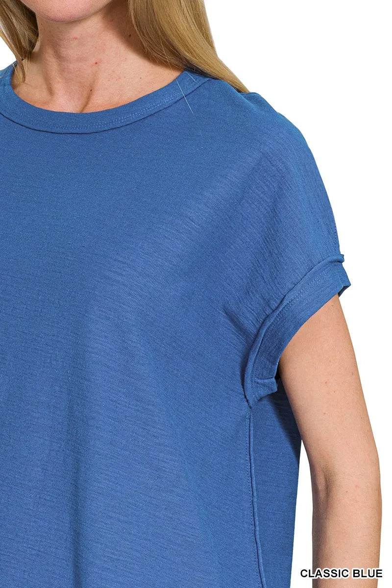 Zenana Cotton Slub Round Neck Short Sleeve T-Shirt - ELY VESSA LLC