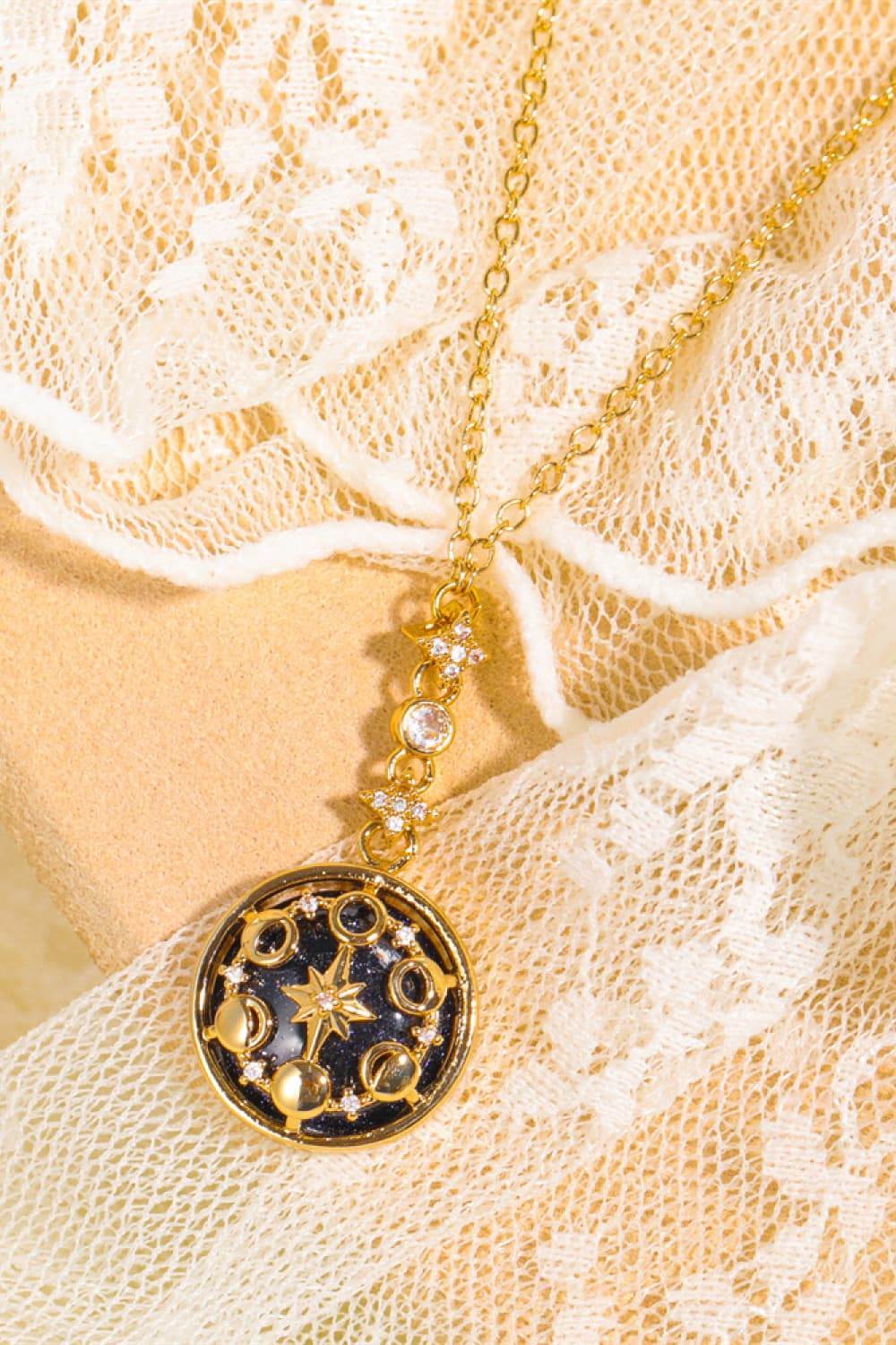 Vintage Blue Sandstone Pendant Copper Necklace - ELY VESSA LLC