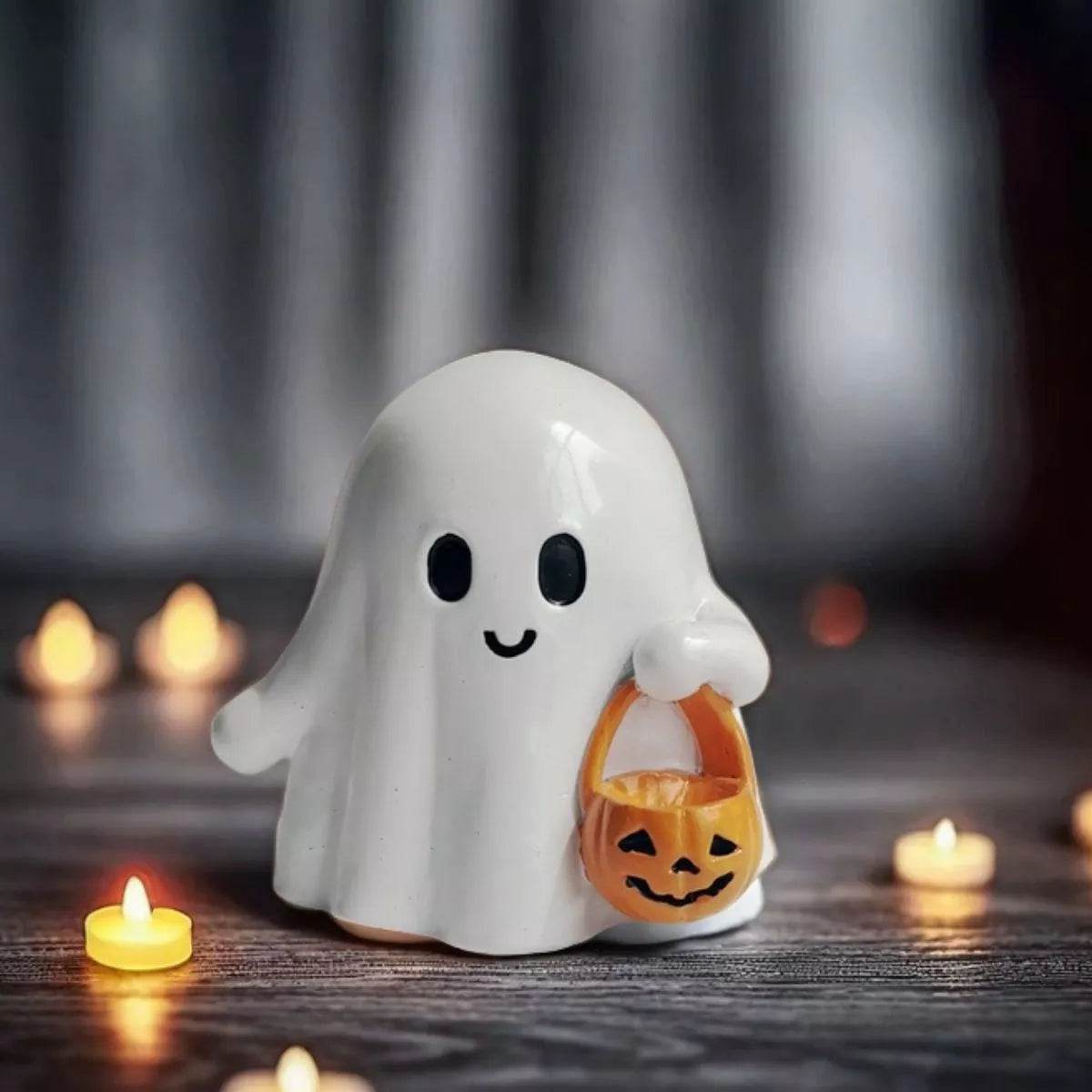 Halloween Ghost Ornament with Pumpkin Basket - ELY VESSA LLC