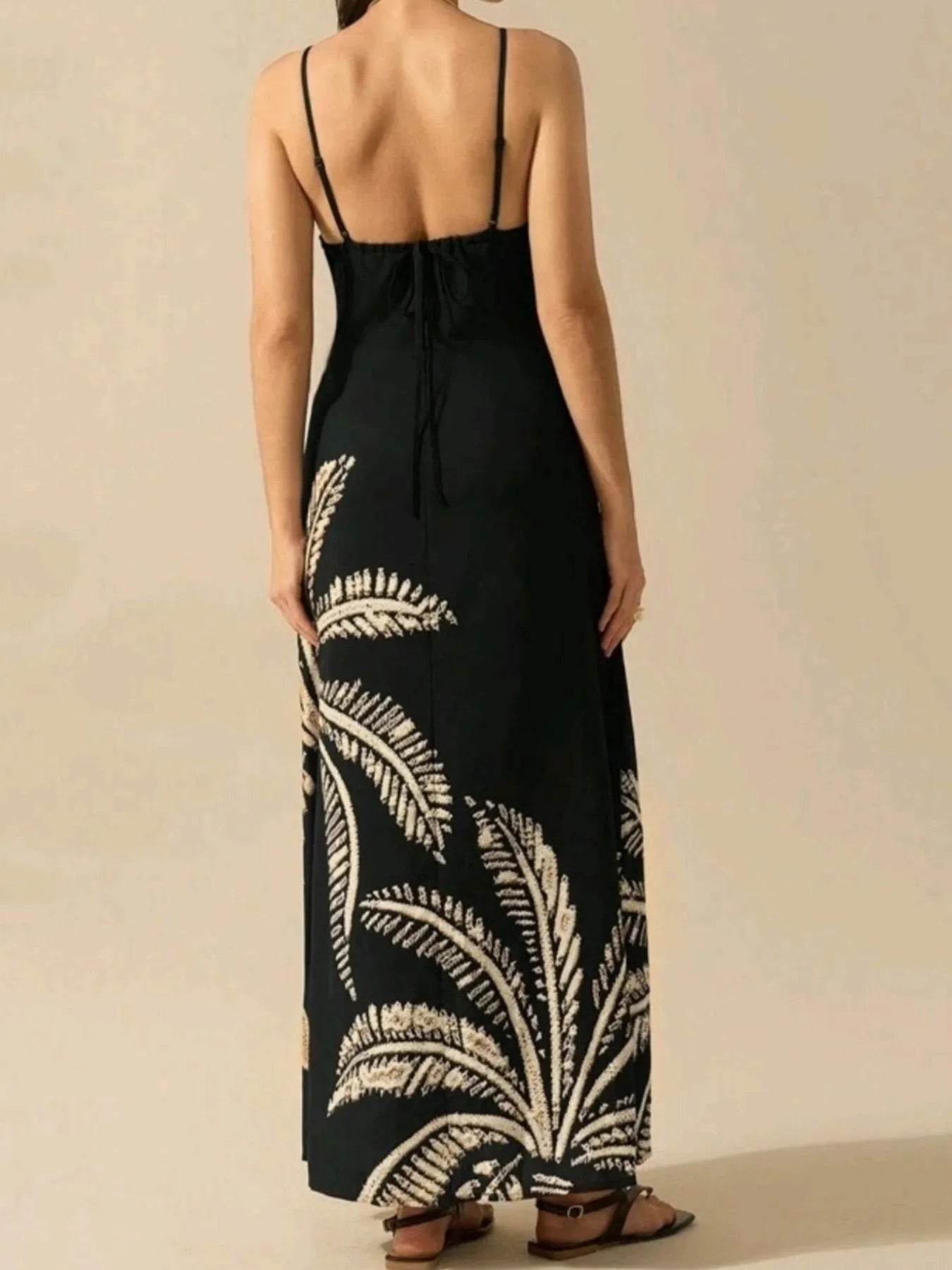 Printed Sleeveless Maxi Dress - ELY VESSA LLC